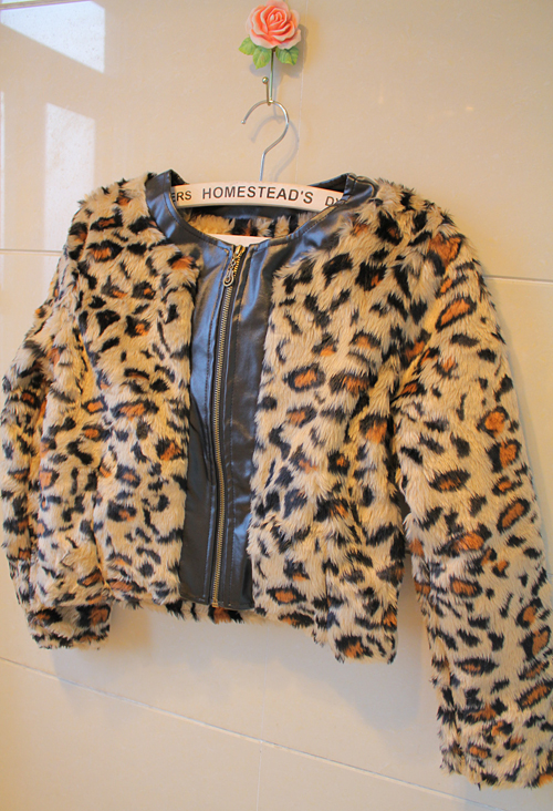 Leopard print spots patchwork animal fur plush fleece jacket outerwear