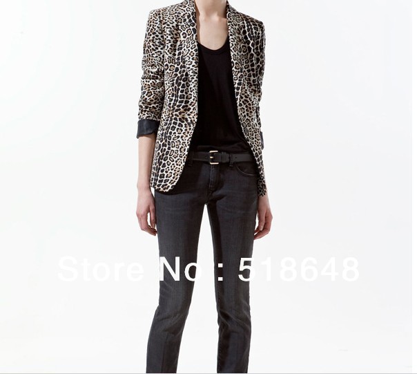 Leopard print women long sleeve jackets  suit free shipping