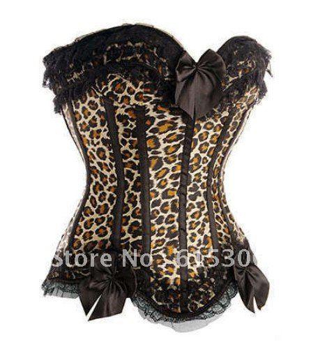 Leopard Sexy corset, Sexy Satin boned CORSET Bustier