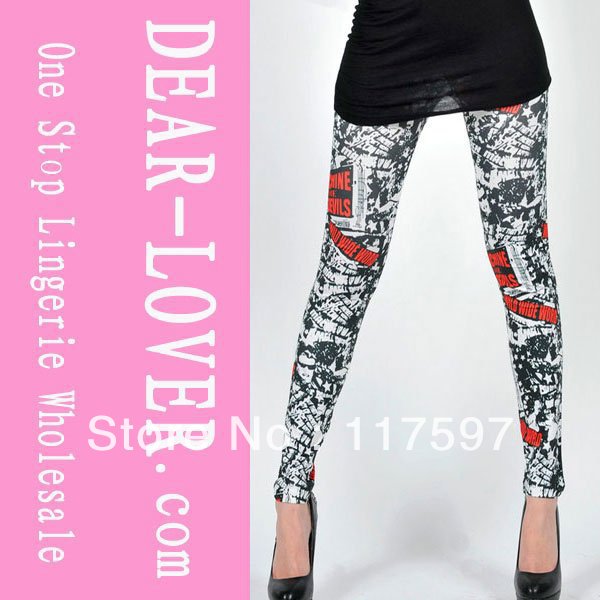 Letter Symbols Fashion Print Leggings for Women LC7750 + Cheaper price + Free Shipping Cost + Fast Delivery