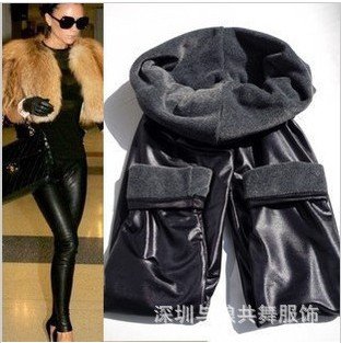 LG-299 Free Shipping 2012 New Arrival Women's Thicken Fleeces PU Leather Leggings Fashion Warm Winter Pants For Women