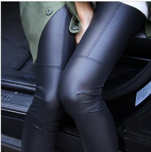 LG-313 Free Shipping Women's PU Leather Skinny Leggings Stretch Material Casual Pants Fashion Tights Khaki/Black