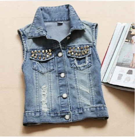 [ life art ] 2012 new arrival autumn women's punk rock rivet water wash denim short jacket top laies apparel garments