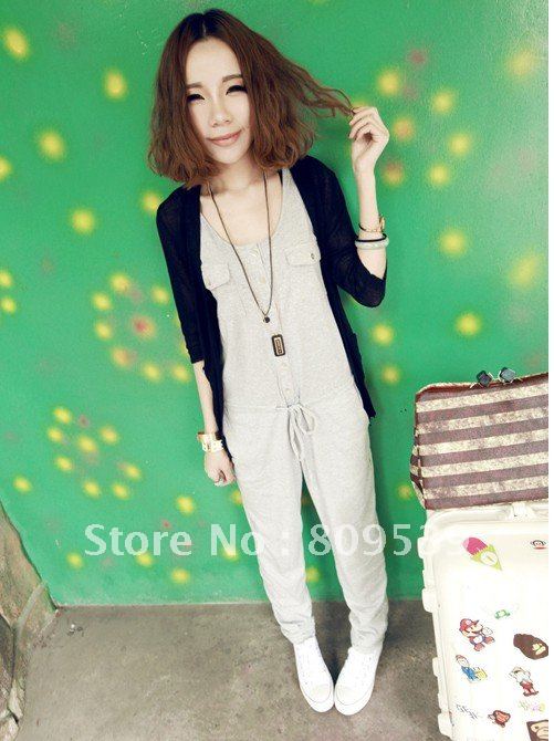 Light gray cotton piece pants