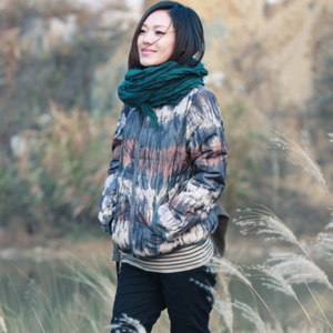 Light . high quality splash-ink watercolor short design thermal cotton-padded jacket