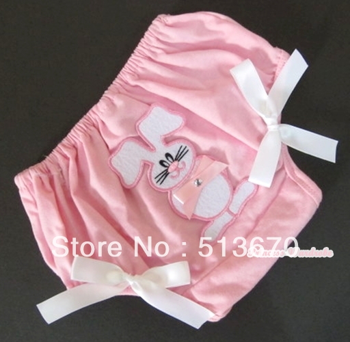 Light Pink Bloomer Pantie EASTER Light Pink Bow Bunny Rabbit & White Bow 6m-3Y MABL88