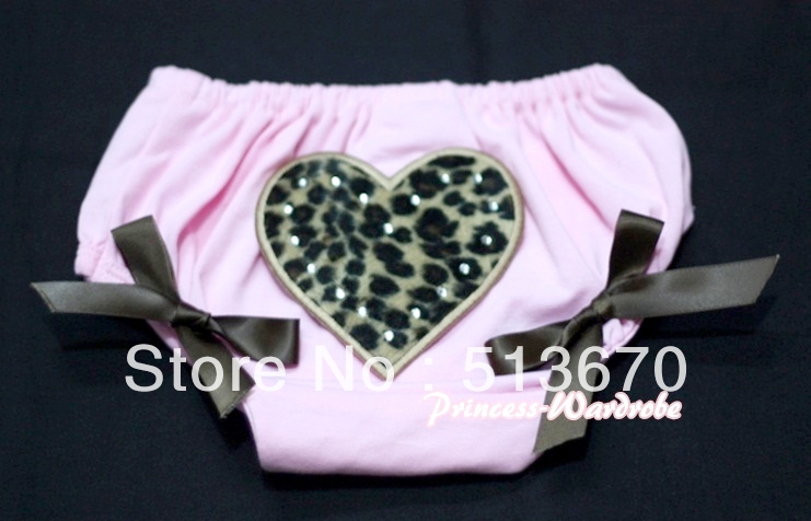 Light Pink Bloomers & Leopard Print Heart & Brown Bows MALD20