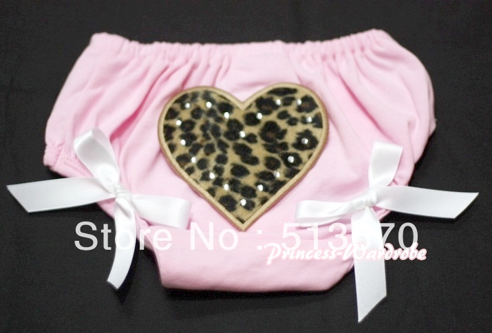 Light Pink Bloomers & Leopard Print Heart & White Bows MALD17