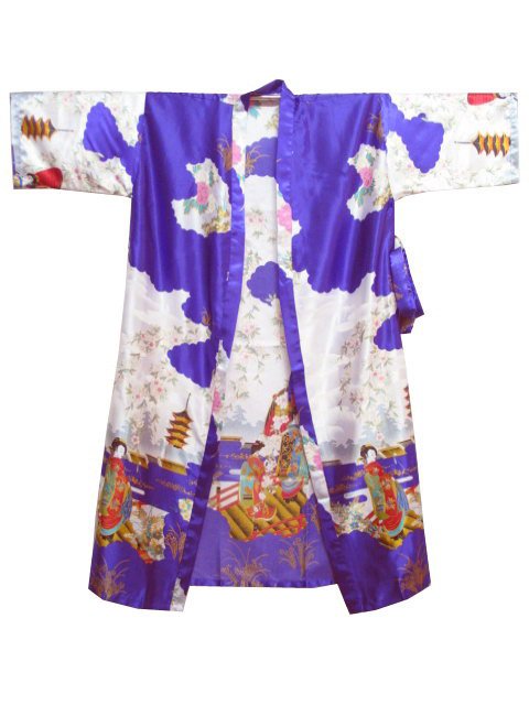 Light Purple Chinese Women's Silk Polyester Robe Kimono Bath Gown S M L XL XXL XXXL Free Shipping S0017