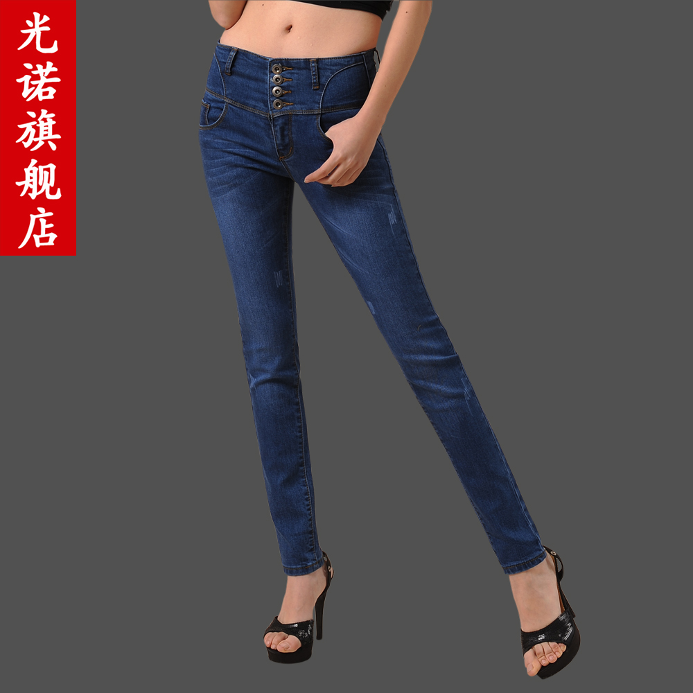 Light vintage women's tight elastic lowing pants pencil pants jeans female high waist