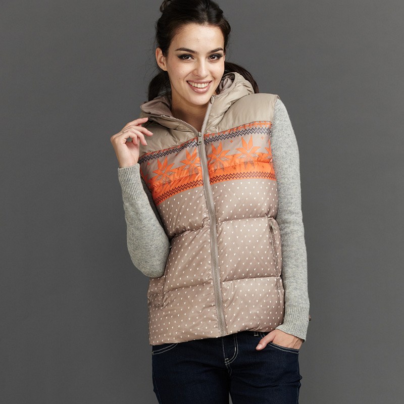 lightmindedness fashion with a hood print down vest female