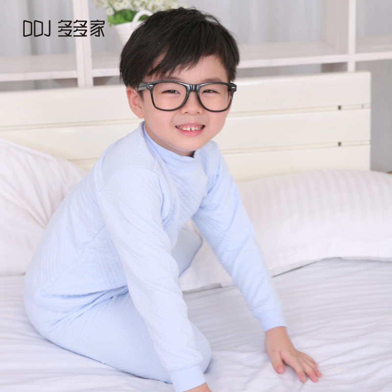 Lily flower air layer children's clothing male child 100% cotton thermal comfortable child underwear baby long johns long johns