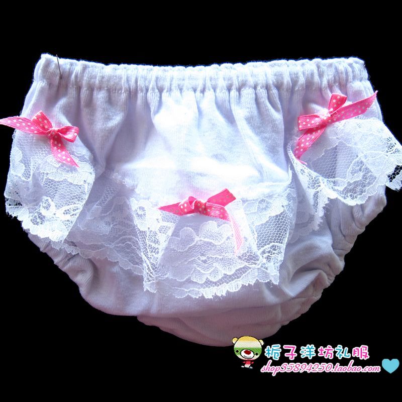 Limited edition baby panties 100% cotton lace decoration baby bread pants infant underwear children's clothing safety pants 0 -