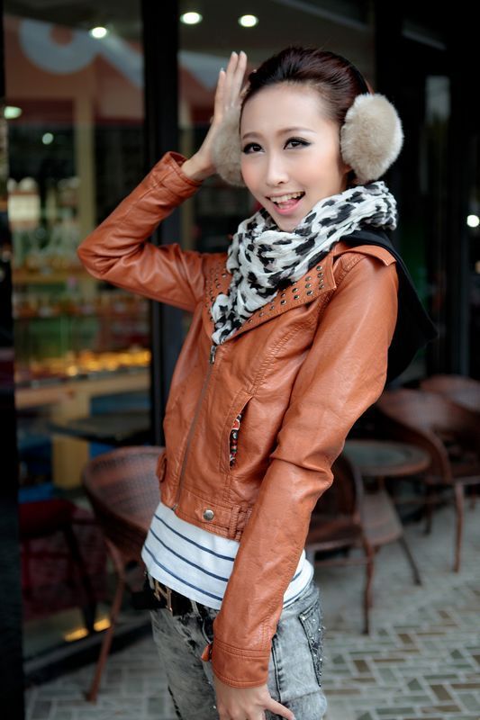 Limited edition fashion women's leather clothing motorcycle jacket women's shorts coat hat detachable