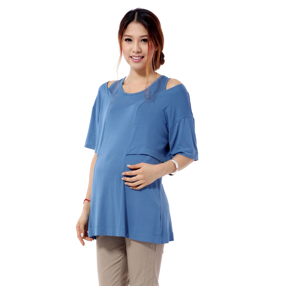 Limited edition maternity clothing vest knitted t-shirt long design faux two piece set