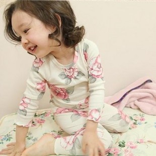 Limited edition winter ! children's clothing print comfortable underwear set comfortable princess derlook clothing