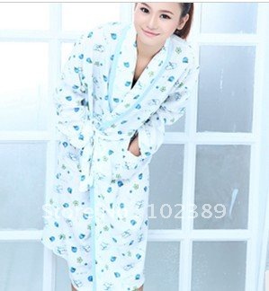 Lingerie pure new autumn and winter quilted robe bathrobe lovely Ms. printing home service