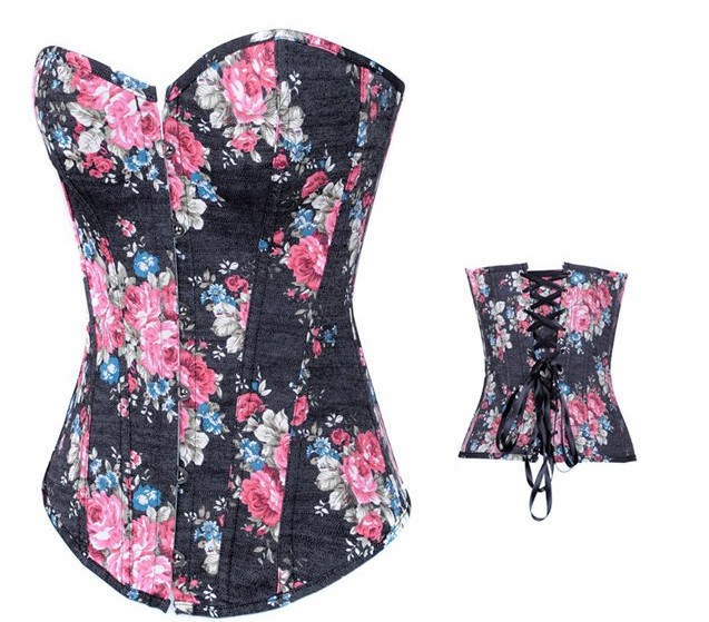 Lingerie Women Sexy Lingerie Corsets Staplless Sexy Floral Satin Corset Bustier Underwear Y6288