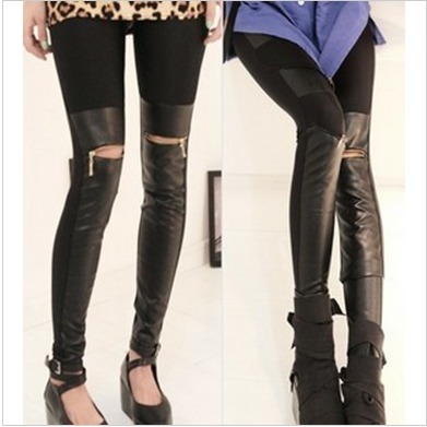 Little bride 2012 new arrival ! autumn personalized all-match single double zipper leather pants legging 233