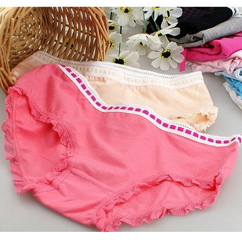 Little  lace bow cotton girls underwear Watermelon red