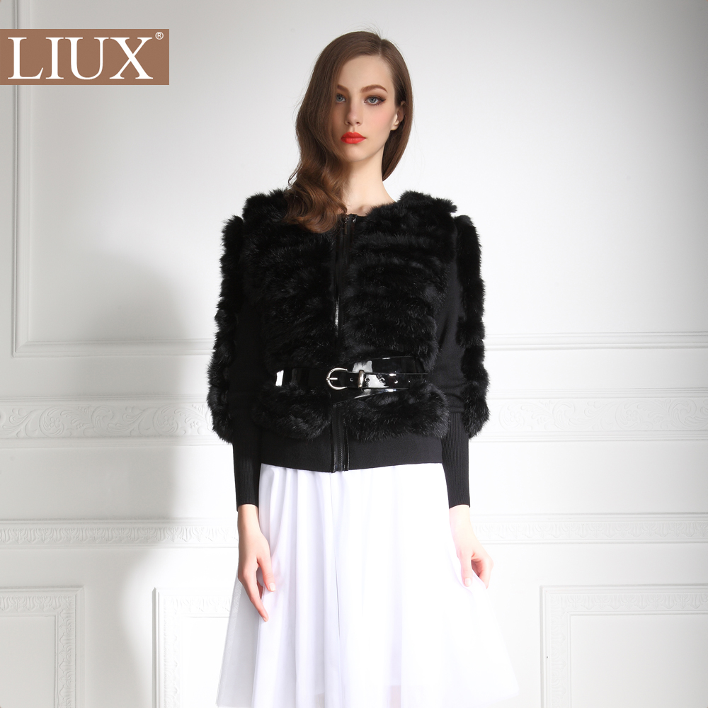 Liux ultrafine merino wool rex rabbit hair fur coat limited edition luxury cardigan