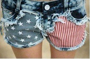 LJ-082 Wholesale Price Fashion Stars Stripes US Flag rivet holes Classical Summer Denim shorts/hot pants pants Free Shipping