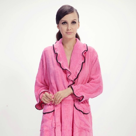 loboho hot pink women bamboo fibre bathrobe night gown dressing sleep wear robes on sale anti-bacterial bathwear