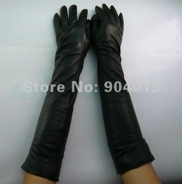 Long 45cm sexy Genuine Lamb Leather Opera Gloves L