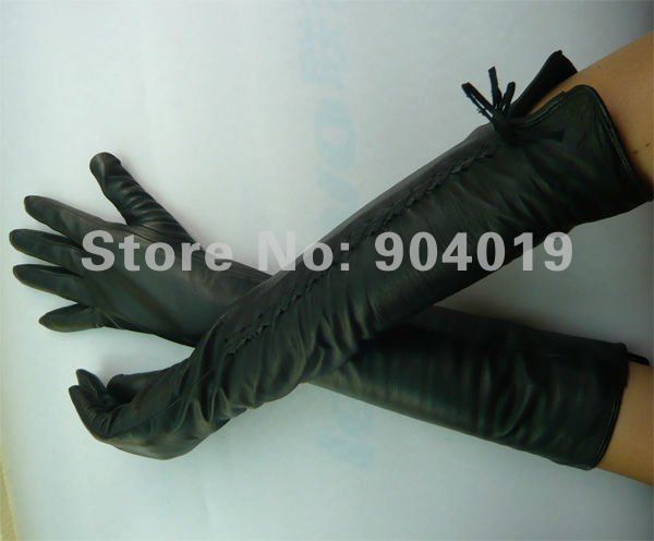 Long 45cm sexy Genuine Lamb Leather Opera Gloves S