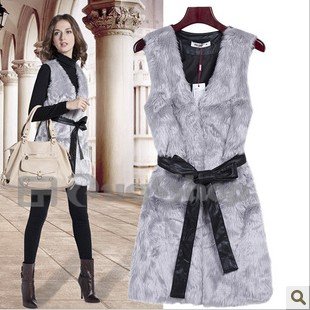 Long autumn and winter fur coat, new Europe and American star favoriate luxury high-grade comfortable sleeveless fur coat jacket