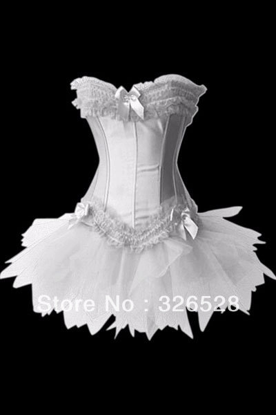 Long Bone Satin Lacy Corset with Tutu Dress LB4020  Size S M L XL