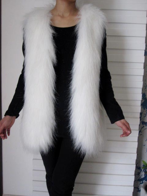 Long design faux vest cape waistcoat fur vest fur coat vest casual fashion vest