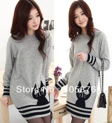 Long design loose sweater female pullover 2012 autumn women's fashion sweater