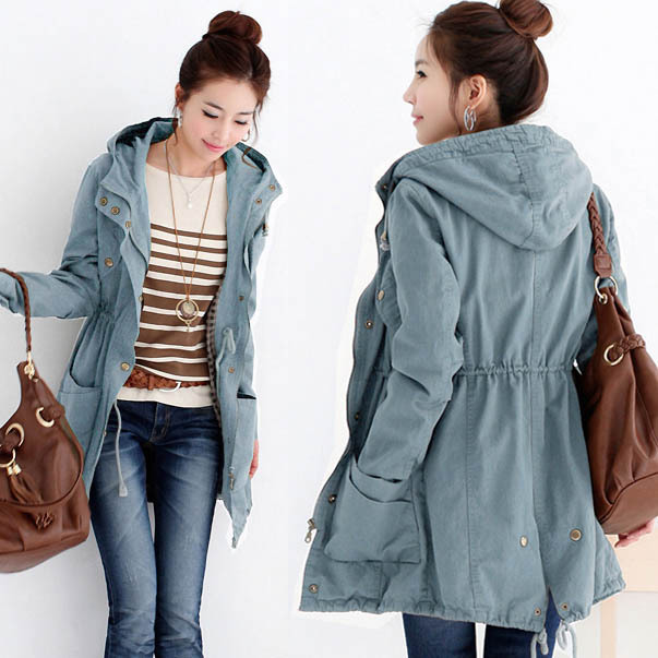 Long design with a hood outerwear casual clothing 11911 free shipping