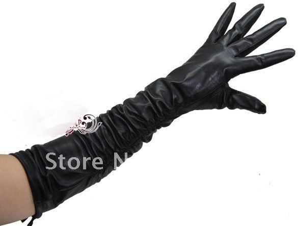 long genuine leather black gloves S/M/L/XL free shipping factory on sale