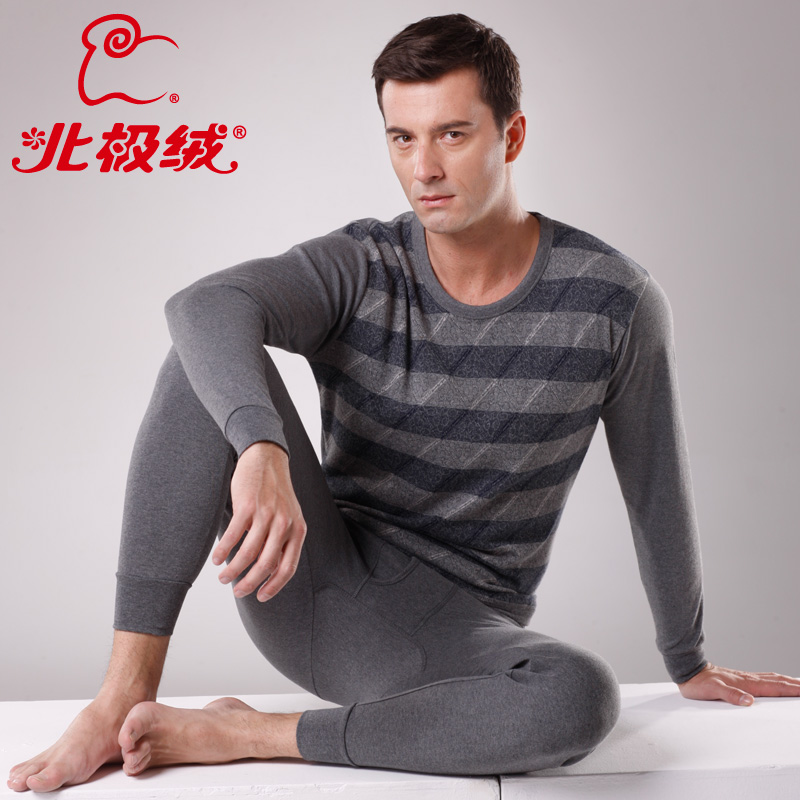 Long johns long johns male foundation underwear rhombus jacquard thin thermal underwear set