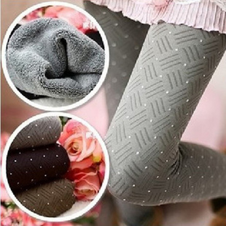 Long johns women's thickening warm pants female plaid dot double layer thermal bamboo charcoal ankle length legging