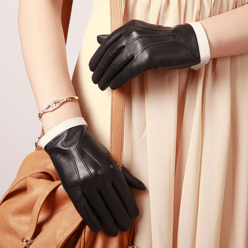 long leather gloves for women,sheepskin autumn and winter gloves , fashion ,short design,free shipping