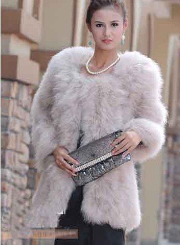 Long section of the fur coat in 2012 the new ostrich feather coat turkey feather Cream-colored