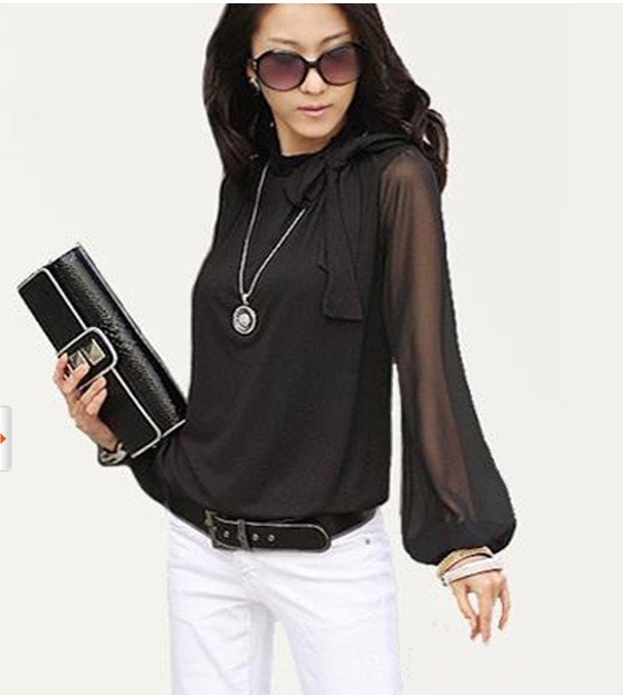 Long-sleeve chiffon shirt plus size spring and autumn of meat loose top sun protection clothing