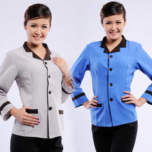 Long-sleeve cleaning service female waiter clothes work wear autumn and winter