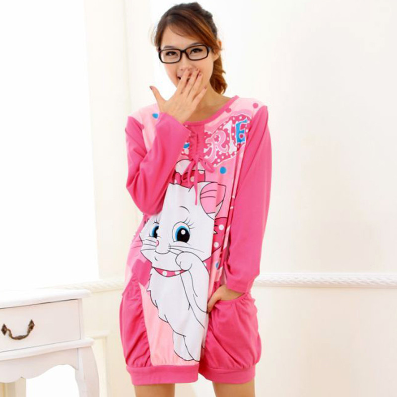 Long-sleeve knitted 100% cotton cartoon sleepwear long-sleeve sleepwear knitted