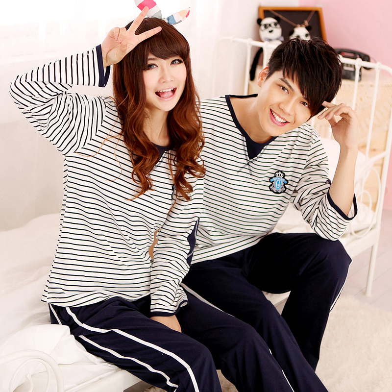 Long-sleeve Men men's autumn and winter lounge male sleepwear lovers set 0834