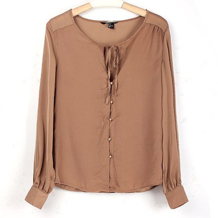 Long Sleeve Pearl buttons Blouses & Shirts Women 8880