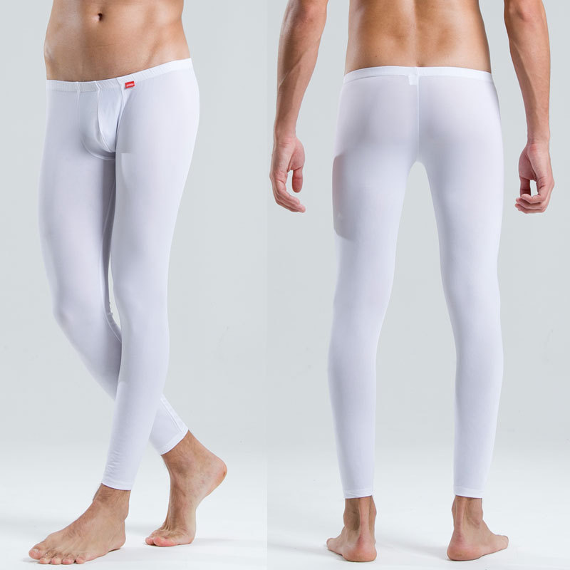 Looch autumn and winter low-waist male tight legging long johns men's silky long johns warm pants ankle length trousers