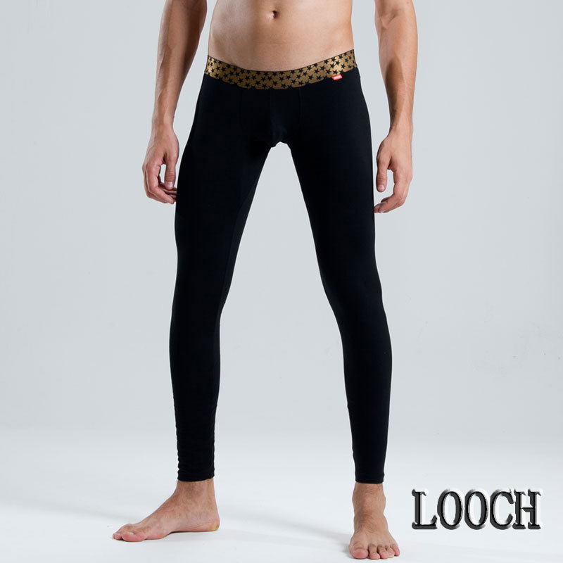 Looch separate low-waist men 100% cotton long johns tight legging ankle length trousers men's thin underpants warm pants