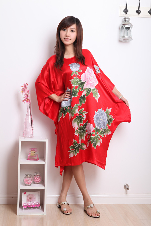 Loose sleepwear faux silk sleepwear robe 2012 summer loose robe sy011