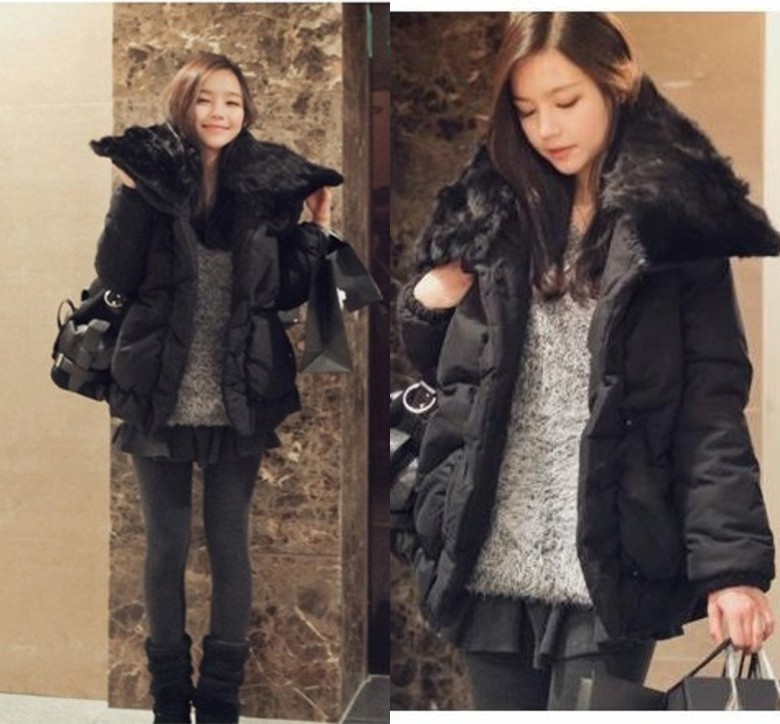 Loose women's outerwear rabbit fur female wadded jacket cotton-padded jacket dn0330