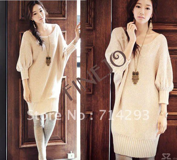 Loose women sweater, knitwear knitting pullover,batwing coat Apricot free shipping 6165