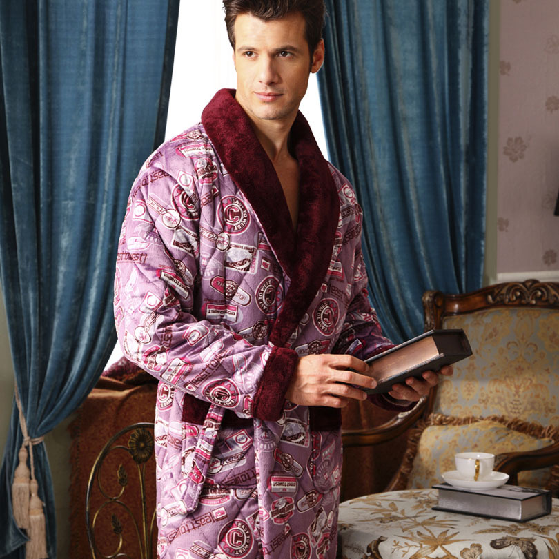 Lounge 2012 male thickening coral fleece cotton-padded robe